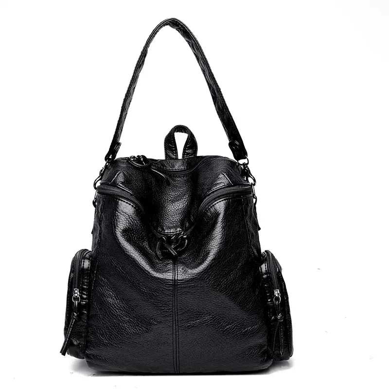 High Quality Rivet Soft Leather Backpacks for Women 2023 Fashion Luxury Ladies Shoulder Bag Large Capacity School Bags Backpack