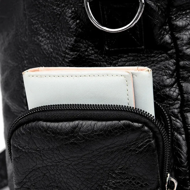 High Quality Rivet Soft Leather Backpacks for Women 2023 Fashion Luxury Ladies Shoulder Bag Large Capacity School Bags Backpack