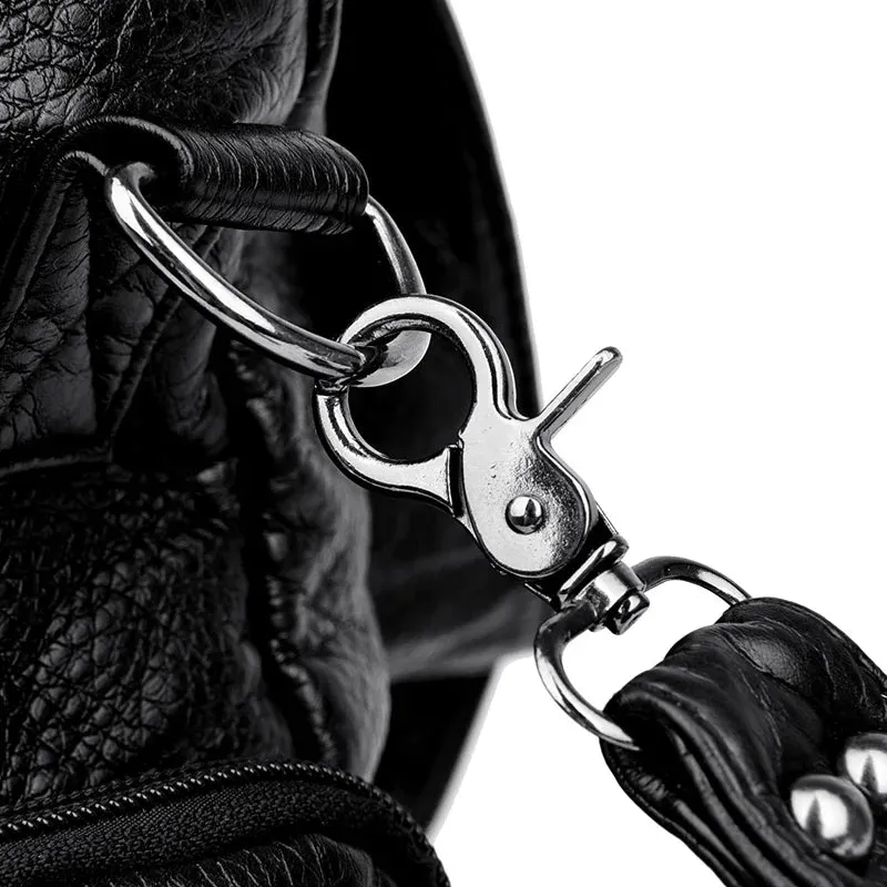 High Quality Rivet Soft Leather Backpacks for Women 2023 Fashion Luxury Ladies Shoulder Bag Large Capacity School Bags Backpack