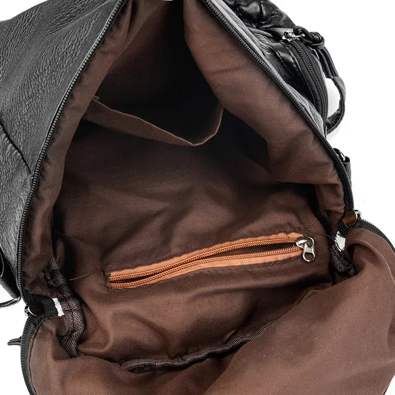 High Quality Rivet Soft Leather Backpacks for Women 2023 Fashion Luxury Ladies Shoulder Bag Large Capacity School Bags Backpack