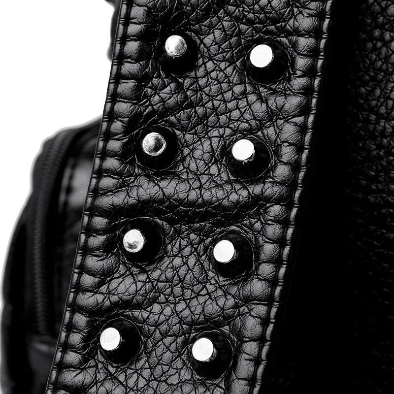 High Quality Rivet Soft Leather Backpacks for Women 2023 Fashion Luxury Ladies Shoulder Bag Large Capacity School Bags Backpack
