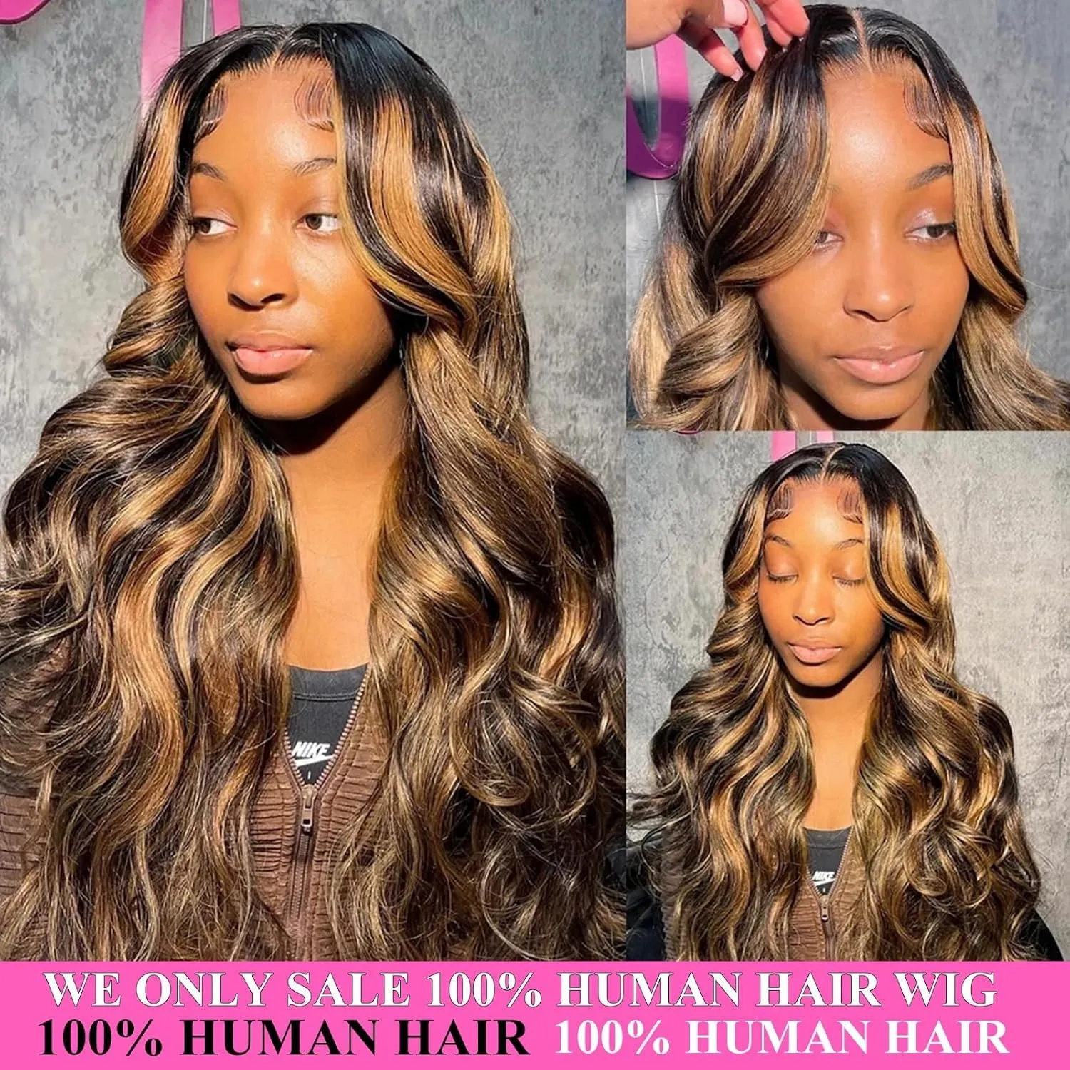 Highlight 13x6 Body Wave Lace Front Wigs Human Hair 26 Inch 1B/30 HD Transparent Lace Frontal Wigs for Women Ombre Lace Front Wig Human Hair Pre Plucked with Baby Hair 180% Density