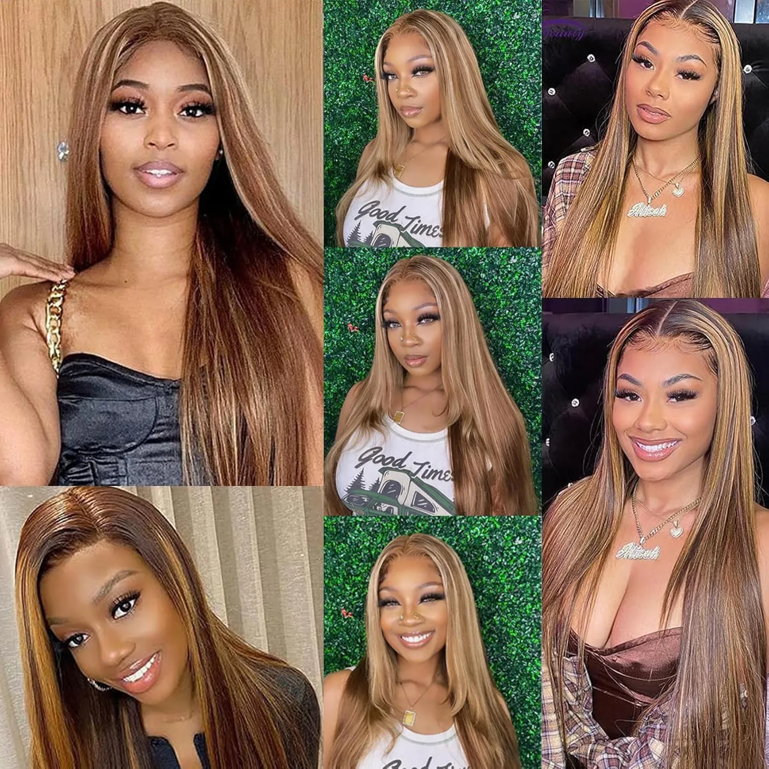 Highlight Ombre Straight Human Hair 13x6 HD Transparent Full Lace Front Human Hair Wigs 24inch 180% Density Pre Plucked with Baby Hair P4/27 Color Glueless Human Hair Straight Honey Blonde Wig