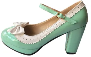 HILIB Woman's High Heel Lolita Shoes Cute Bowknot Mary Jane Shoes