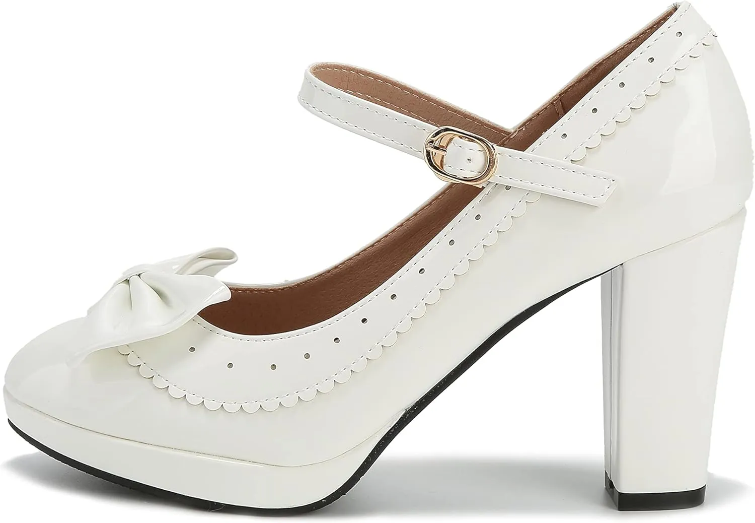 HILIB Woman's High Heel Lolita Shoes Cute Bowknot Mary Jane Shoes