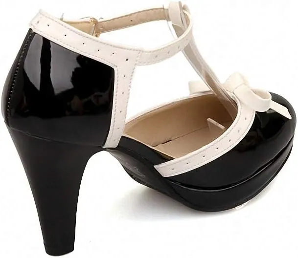 HILIB Women's Platform High Heels Lolita Shoes with Bowknot