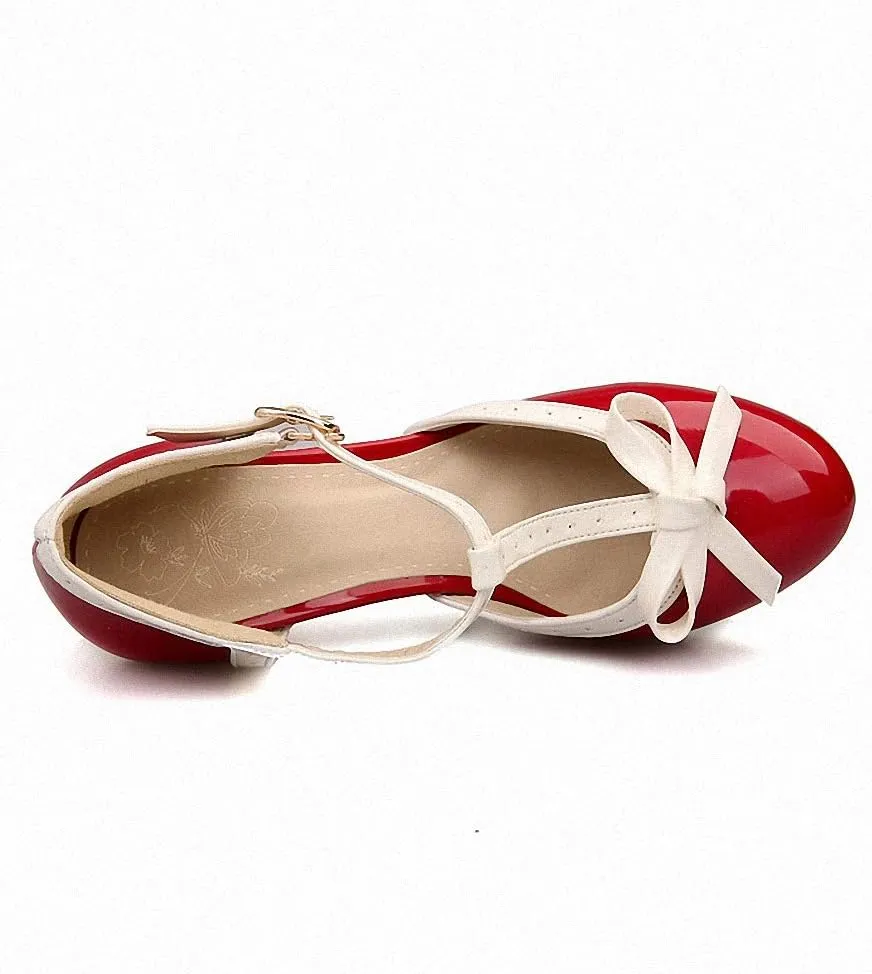 HILIB Women's Platform High Heels Lolita Shoes with Bowknot