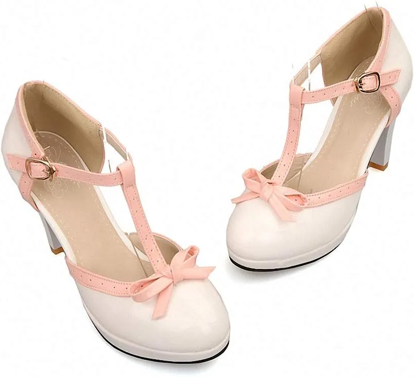HILIB Women's Platform High Heels Lolita Shoes with Bowknot