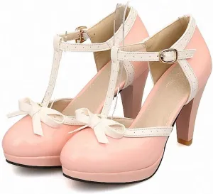 HILIB Women's Platform High Heels Lolita Shoes with Bowknot