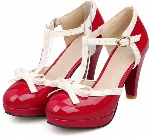 HILIB Women's Platform High Heels Lolita Shoes with Bowknot