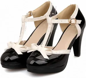 HILIB Women's Platform High Heels Lolita Shoes with Bowknot