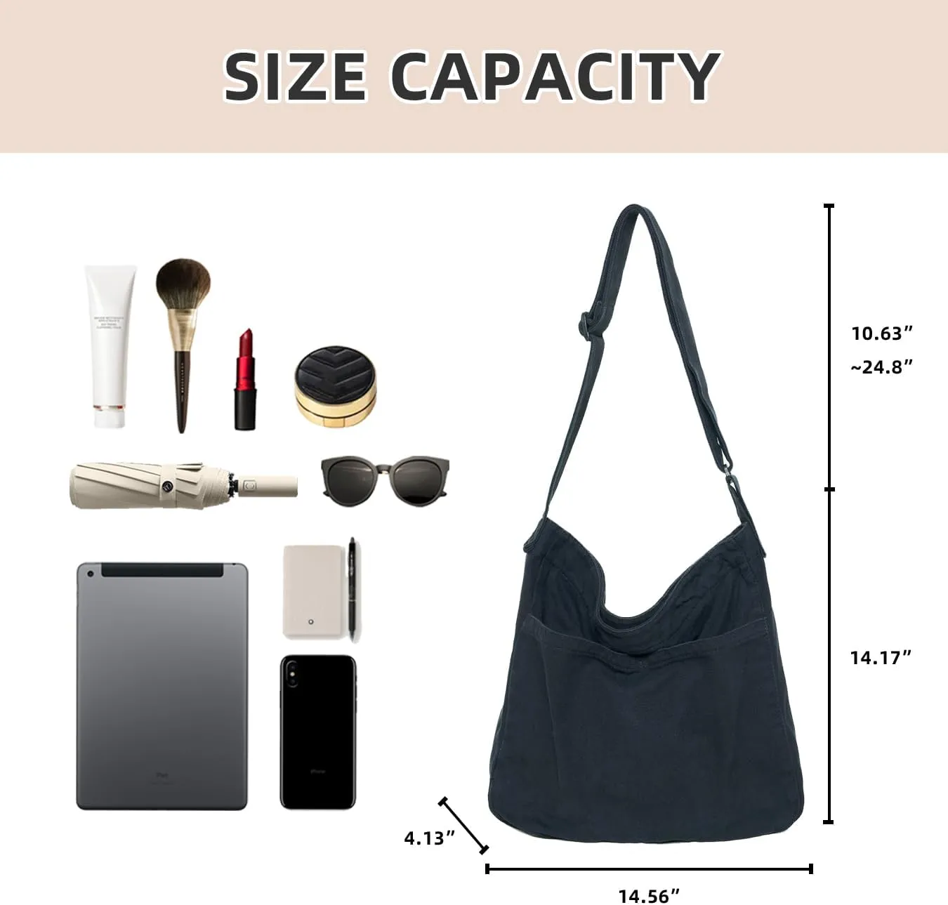 Hobo Bag Canvas Crossbody Shoulder Bag for Women and Men Large Casual Messenger Bags Canvas Tote Bag Travel Work