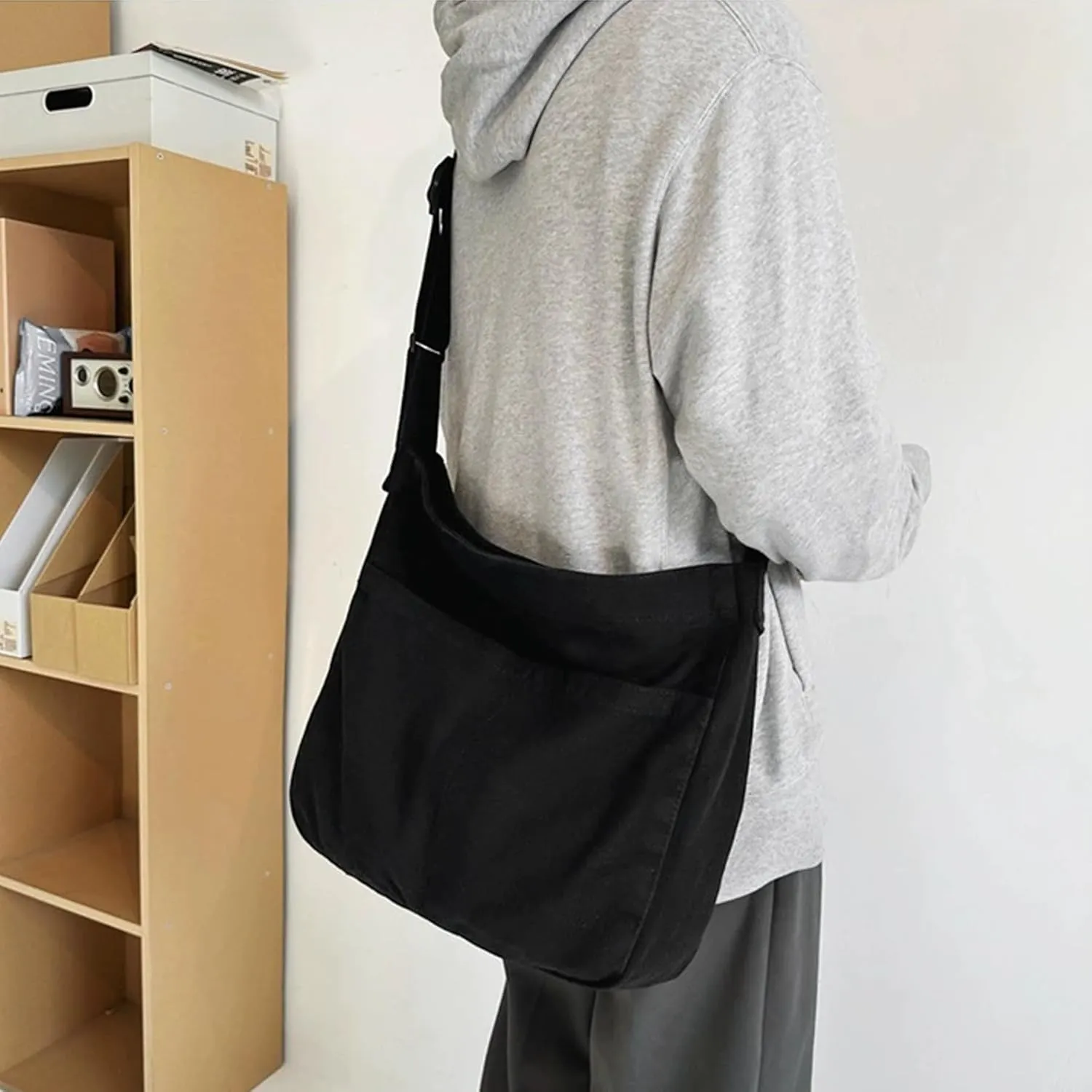 Hobo Bag Canvas Crossbody Shoulder Bag for Women and Men Large Casual Messenger Bags Canvas Tote Bag Travel Work