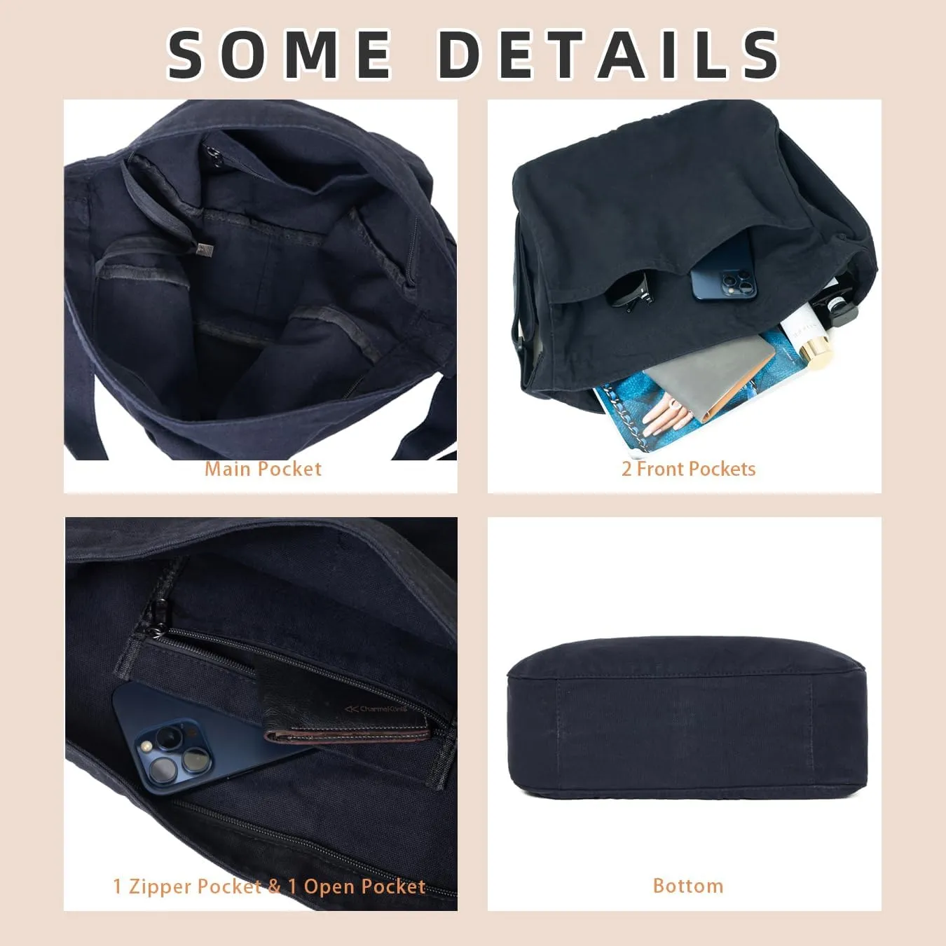 Hobo Bag Canvas Crossbody Shoulder Bag for Women and Men Large Casual Messenger Bags Canvas Tote Bag Travel Work