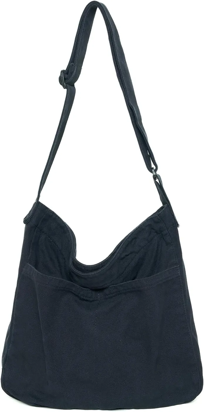 Hobo Bag Canvas Crossbody Shoulder Bag for Women and Men Large Casual Messenger Bags Canvas Tote Bag Travel Work