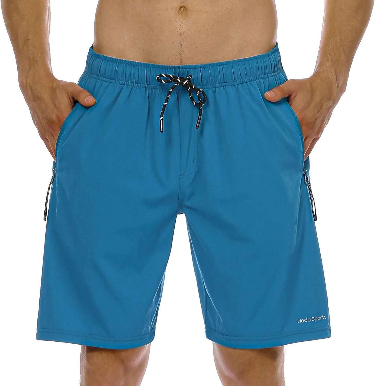 HODOSPORTS Mens No Liner Swim Trunks Quick-Dry with Zipper Pockets
