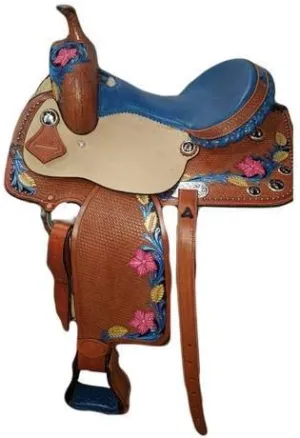 Horse Saddle Western Barrel Racing Racer Leather Handmade Premium Comfort Riding Trail Equestrian Tooled Carved Best Horse Riding Saddle for Horse Size: 10-18 inches Seat Available, BRD328