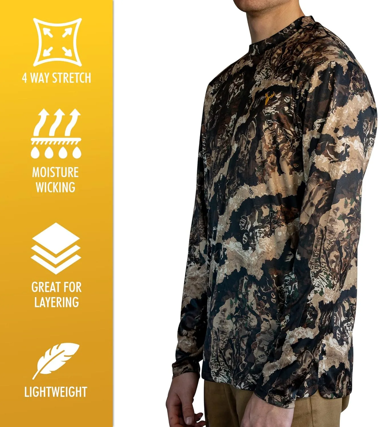 HOT SHOT Men’s Camo Hunting Long Sleeve Shirt – Quick Dry Performance Shirt