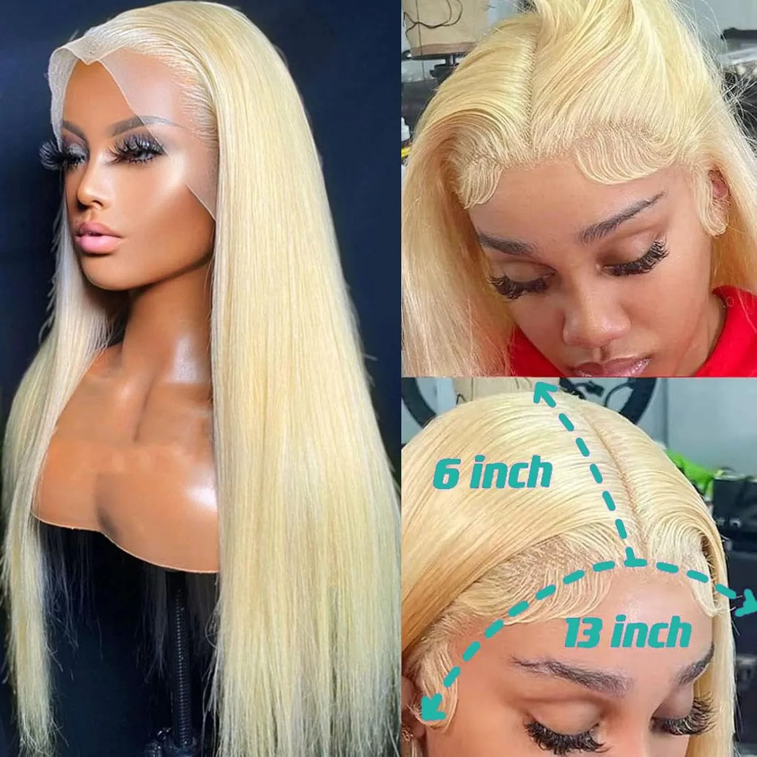 HOTLOVE 28inch 613 Lace Front Wig Human Hair, 13x6 Transparent Lace 613 HD Lace Frontal Wig For Women 200% Straight Blonde Lace Front Wigs Human Hair Pre Plucked With Baby Hair