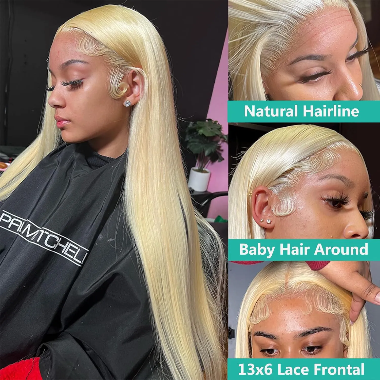 HOTLOVE 28inch 613 Lace Front Wig Human Hair, 13x6 Transparent Lace 613 HD Lace Frontal Wig For Women 200% Straight Blonde Lace Front Wigs Human Hair Pre Plucked With Baby Hair