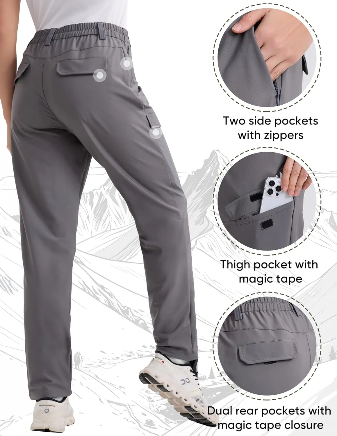 HOTSUIT Water Resistant Quick Dry Lightweight Elastic Waist Women's Hiking Pants