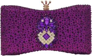 HUANG ZHUANG Bowknot Crystal Clutch Women Glitter Rhinestone Evening Bag Purse for Party Wedding Cute Handbag