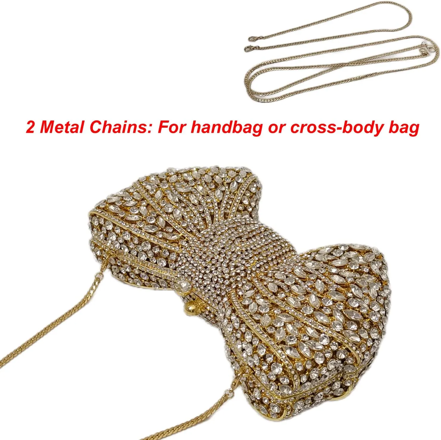 HUANG ZHUANG Bowknot Luxury Crystal Clutch Women Glitter Rhinestone Evening Bag for Party Wedding