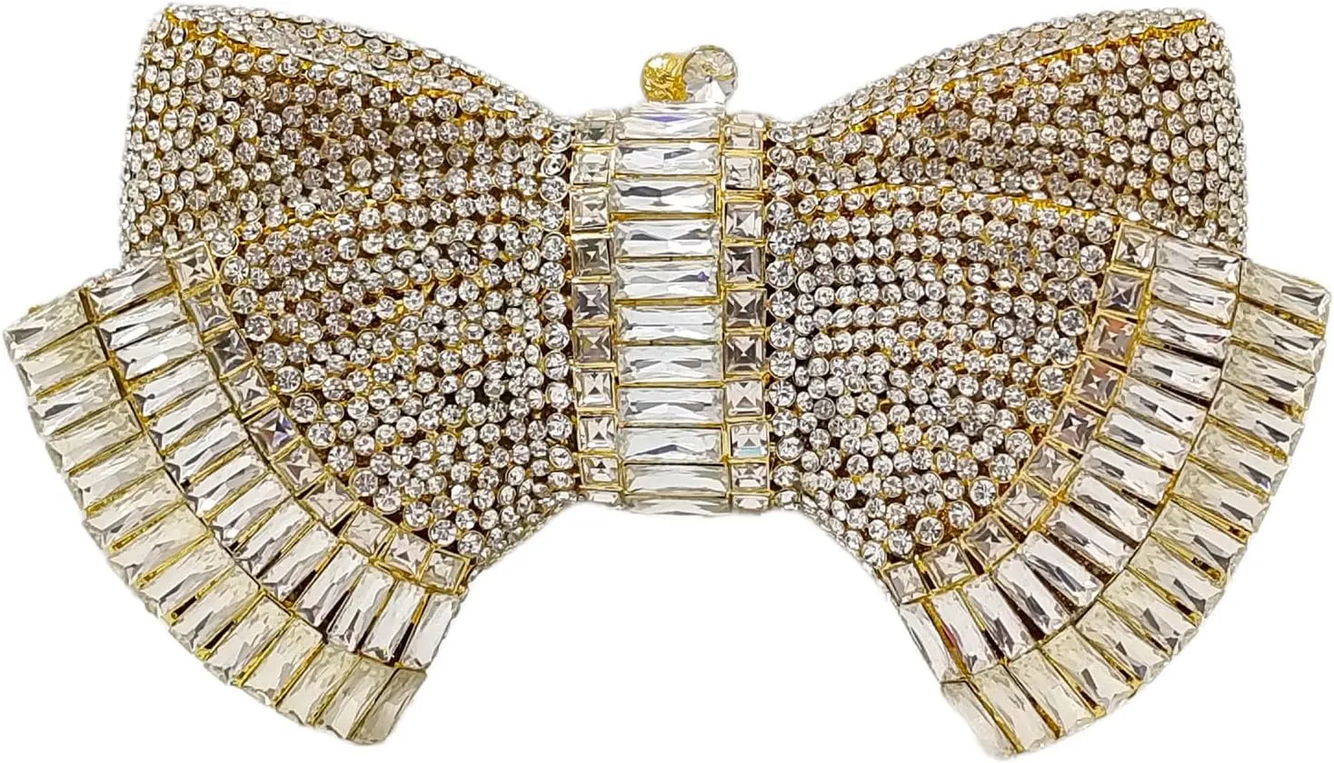 HUANG ZHUANG Bowknot Luxury Crystal Clutch Women Glitter Rhinestone Evening Bag for Party Wedding