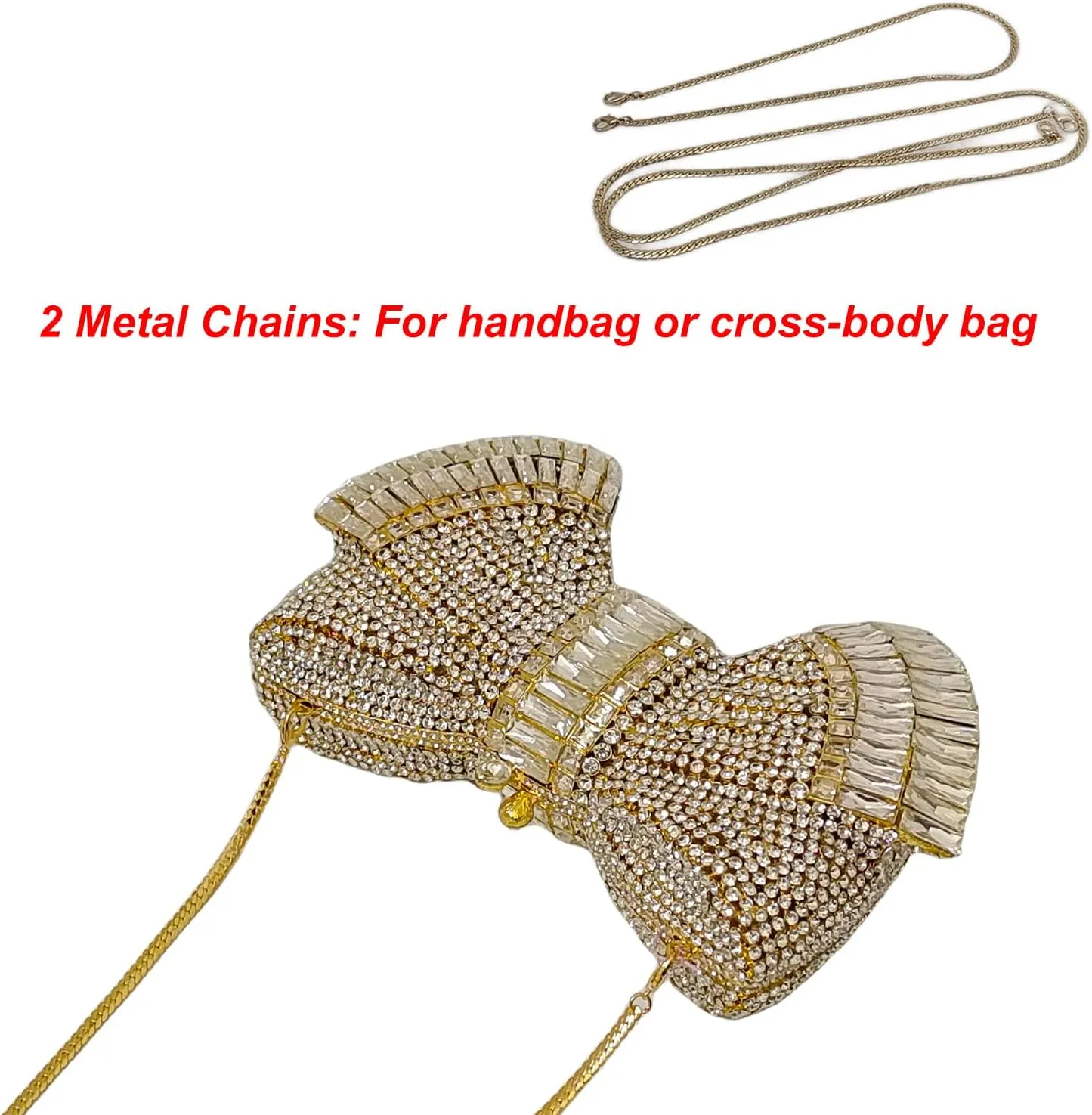 HUANG ZHUANG Bowknot Luxury Crystal Clutch Women Glitter Rhinestone Evening Bag for Party Wedding