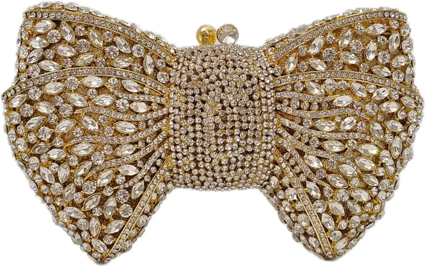 HUANG ZHUANG Bowknot Luxury Crystal Clutch Women Glitter Rhinestone Evening Bag for Party Wedding
