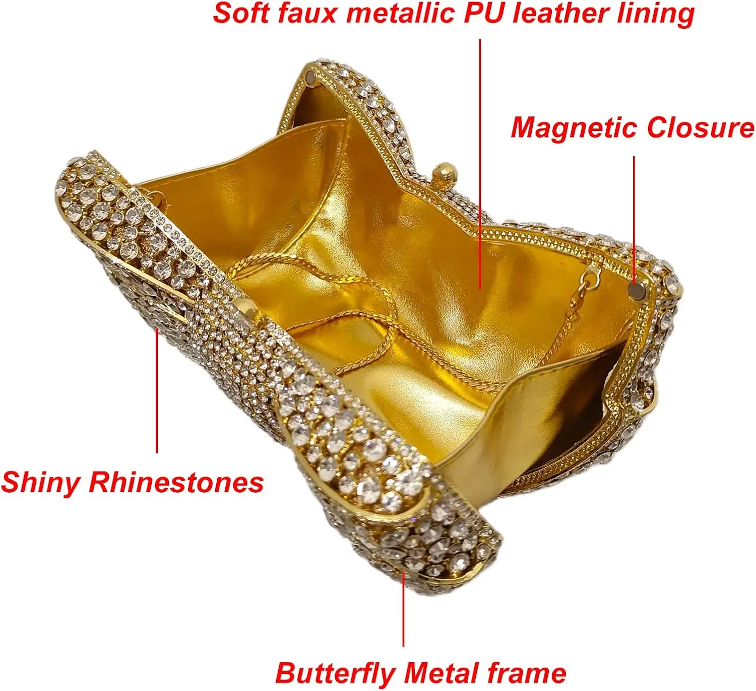 HUANG ZHUANG Bowknot Luxury Crystal Clutch Women Glitter Rhinestone Evening Bag for Party Wedding