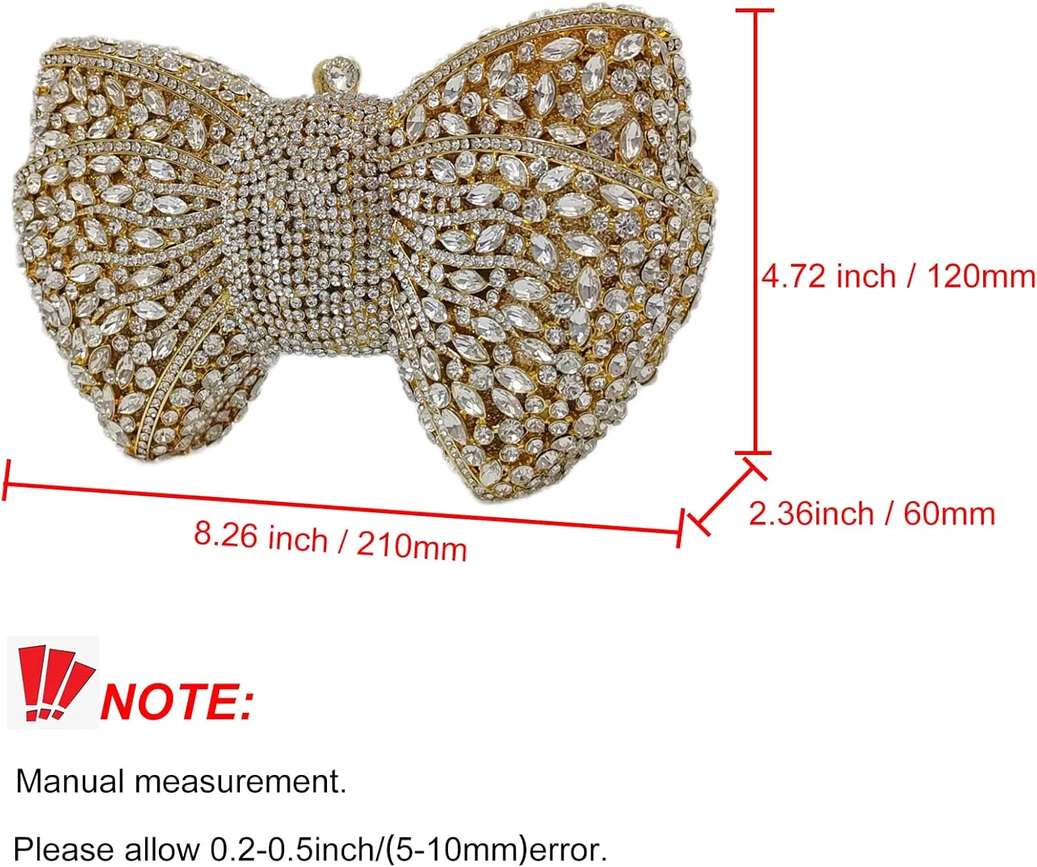 HUANG ZHUANG Bowknot Luxury Crystal Clutch Women Glitter Rhinestone Evening Bag for Party Wedding