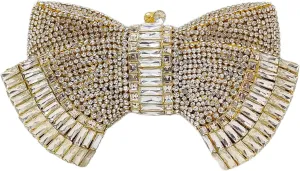 HUANG ZHUANG Bowknot Luxury Crystal Clutch Women Glitter Rhinestone Evening Bag for Party Wedding