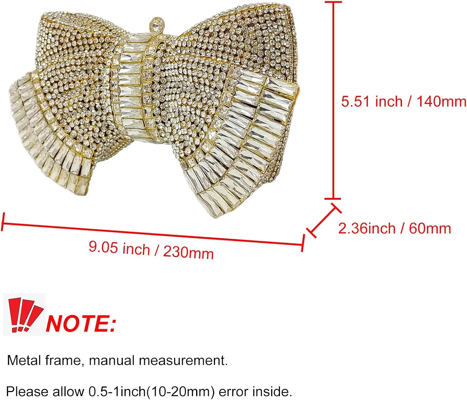 HUANG ZHUANG Bowknot Luxury Crystal Clutch Women Glitter Rhinestone Evening Bag for Party Wedding