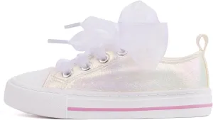 HugRain Little Girls Kids Classic Sparkle Low Top Lace Up Sneakers Walking Shoes