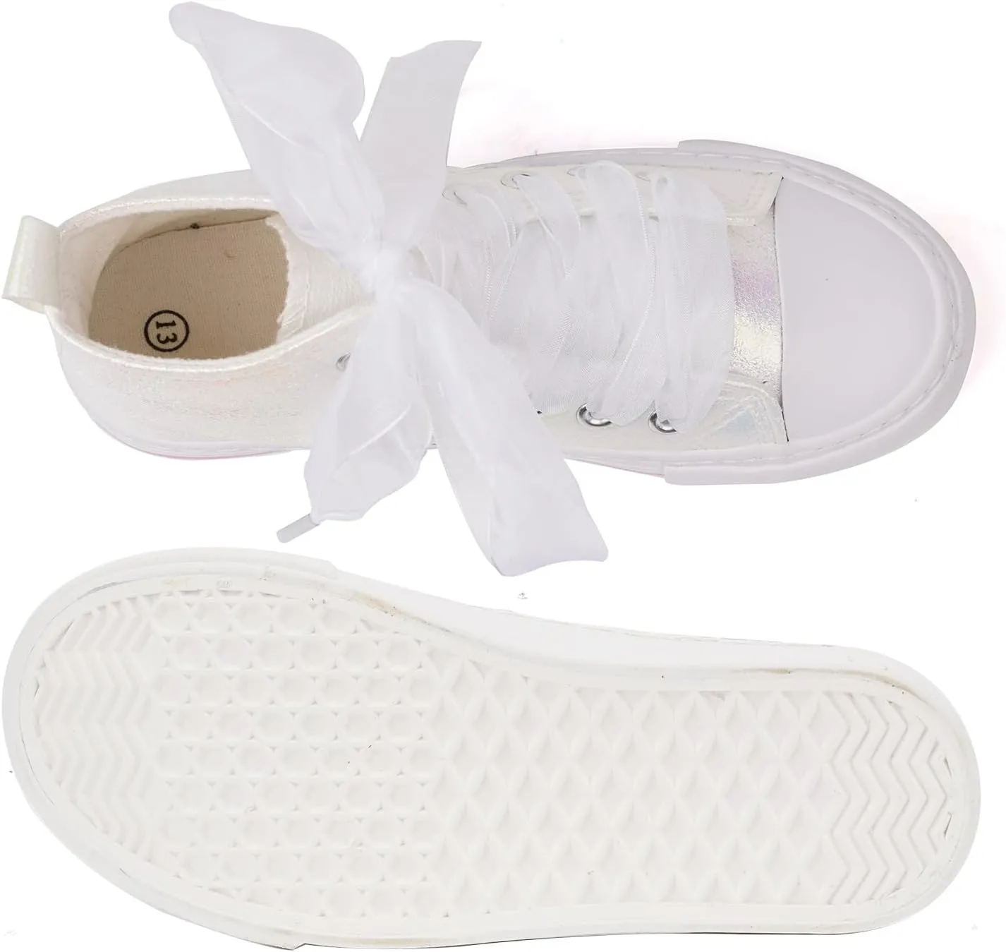HugRain Little Girls Kids Classic Sparkle Low Top Lace Up Sneakers Walking Shoes
