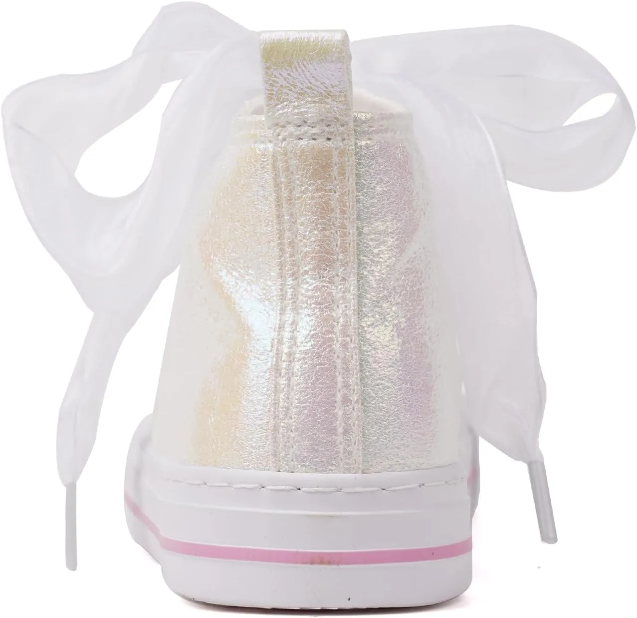 HugRain Little Girls Kids Classic Sparkle Low Top Lace Up Sneakers Walking Shoes
