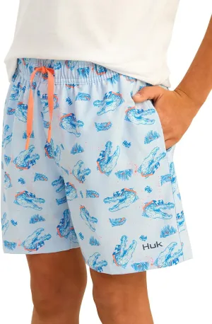 HUK Unisex Kid's Pursuit Volley Pattern, Quick-Dry Shorts, Windsurfer