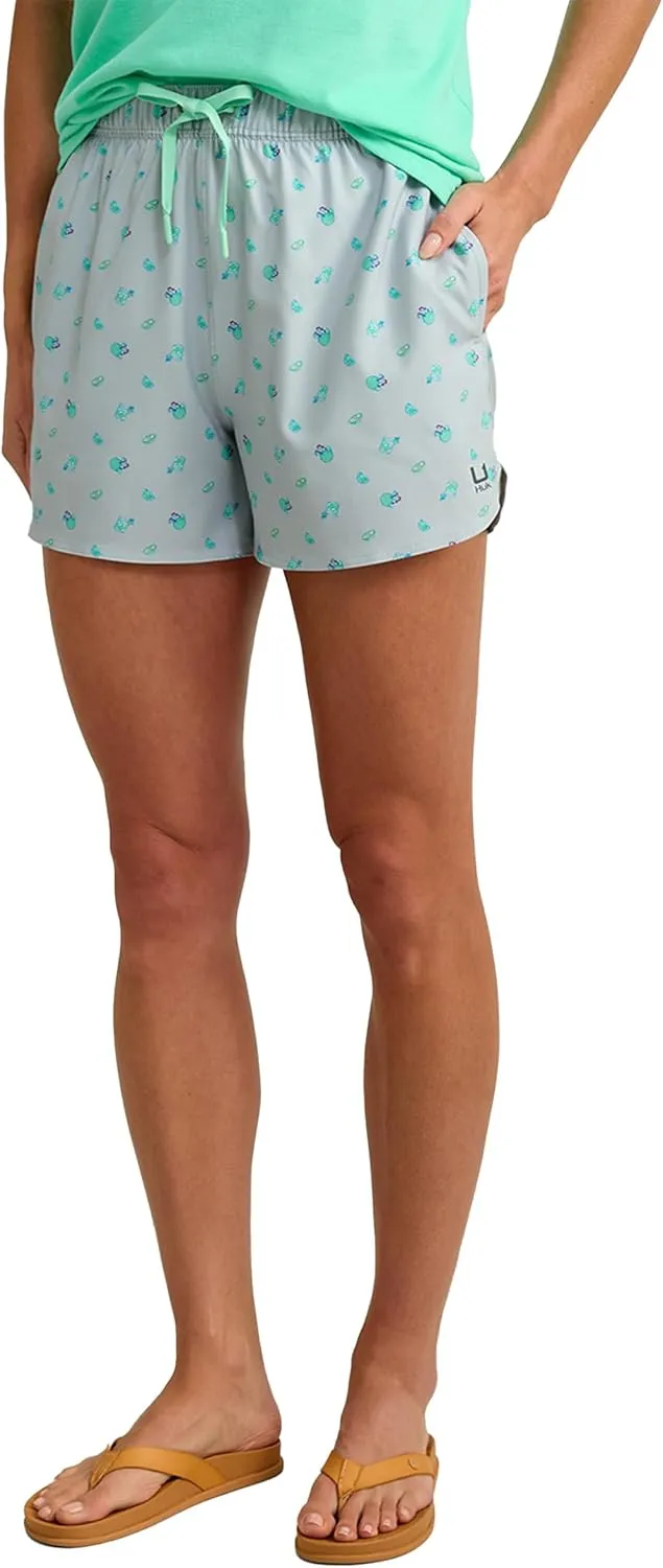 HUK Women's Pursuit Printed Volley, Quick-Dry Fishing Shorts