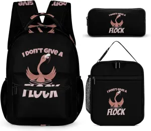 I Don't Give A Flock Flaming 3 Pieces Backpack Set with Lunch Bag Pencil Case Travel Daypack Lunch Tote Bags Purse