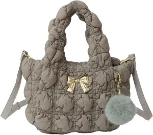 I IHAYNER Quilted Small Top Handle Puffer Bag Crossbody Shoulder Bag with Zipper Bubble Hobo Handbag Carryall Bag for Women