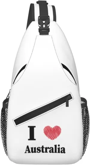 I Love Australia Crossbody Bags For Women Men Chest Backpack Gym Shoulder Bag Travel Outdoor Sports Casual Crossbody Bags
