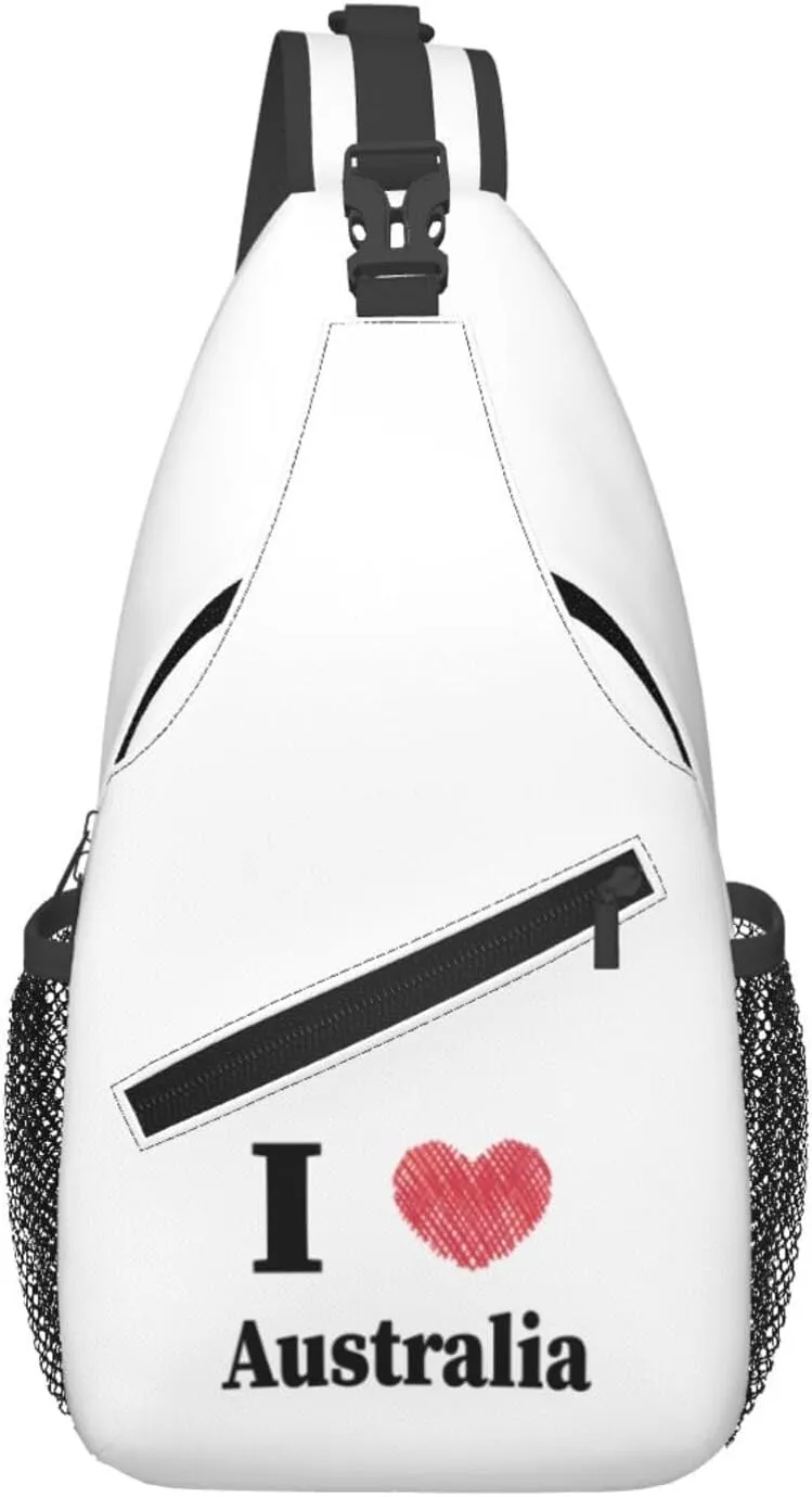I Love Australia Crossbody Bags For Women Men Chest Backpack Gym Shoulder Bag Travel Outdoor Sports Casual Crossbody Bags