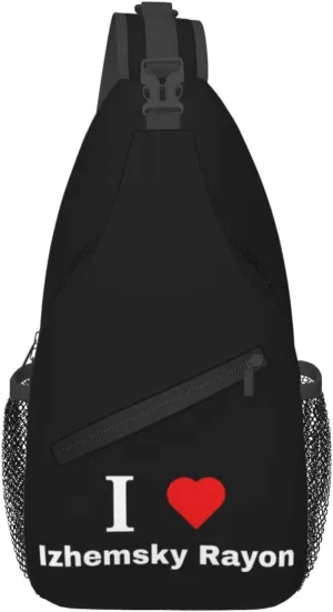 I Love Izhemsky Rayon Crossbody Bags For Women Men Chest Backpack Gym Shoulder Bag Travel Outdoor Sports Casual Crossbody Bags