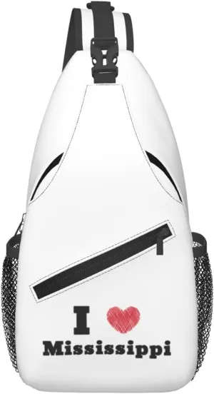I Love Mississippi Crossbody Bags For Women Men Chest Backpack Gym Shoulder Bag Travel Outdoor Sports Casual Crossbody Bags