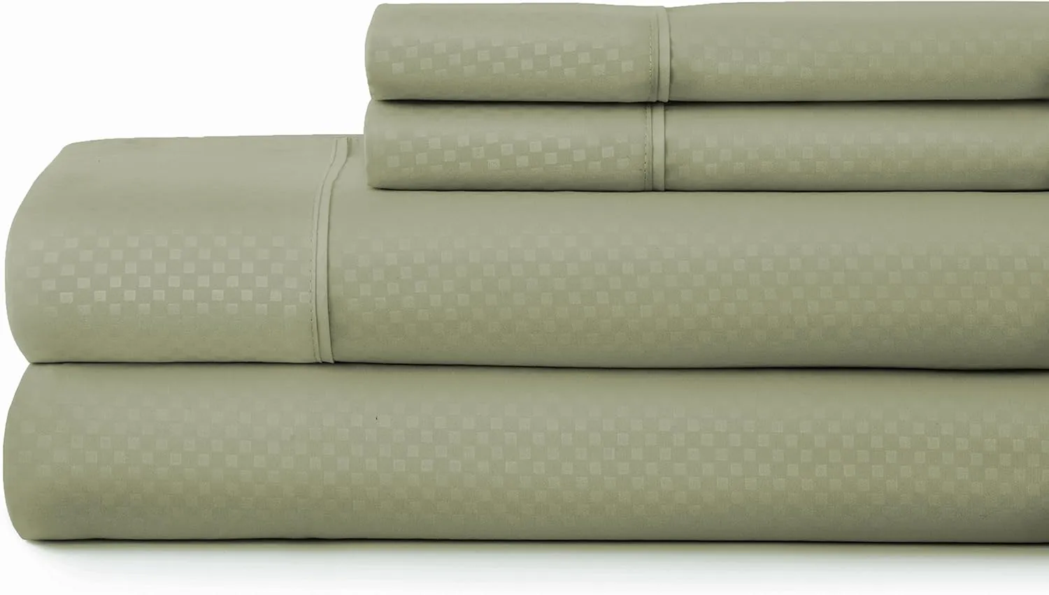 ienjoy Home 4 Piece Sheet Set Embossed Checkered Pattern King Sage