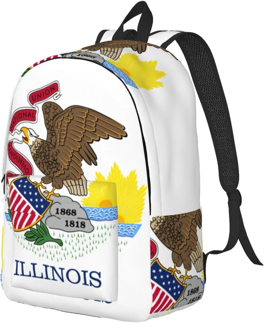 Illinois State Flag Print Laptop Backpack For Women Travel Canvas Bookbag For Men Outdoor Fashion Casual Daypack