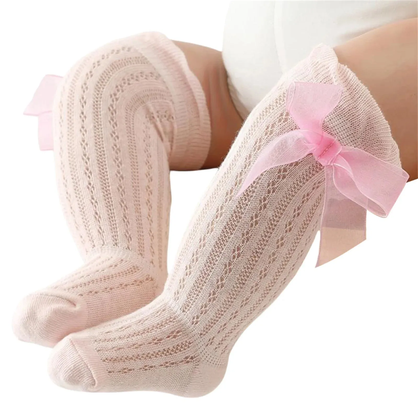 Infant Baby Girls Over-The-Knee Bowknot Socks