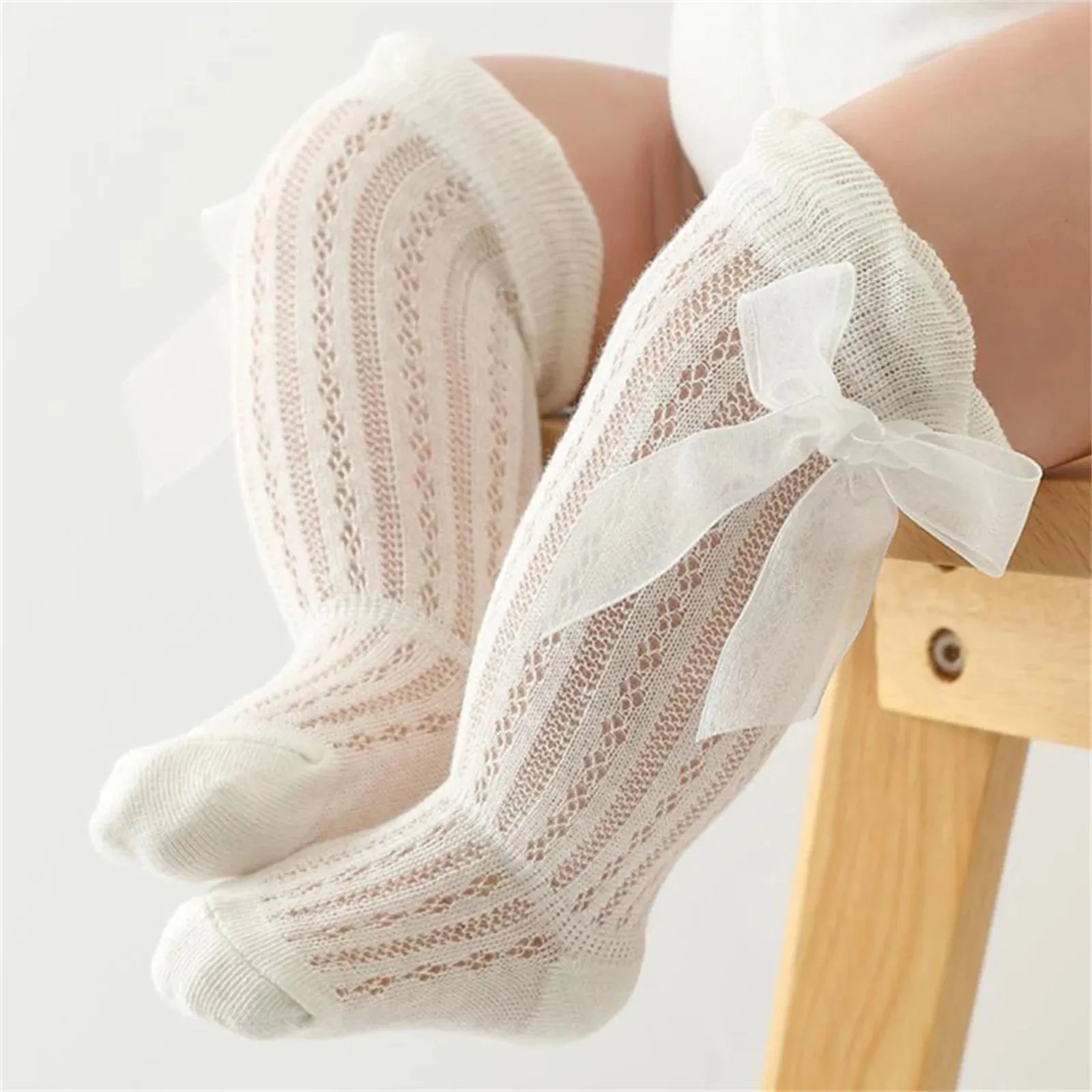 Infant Baby Girls Over-The-Knee Bowknot Socks