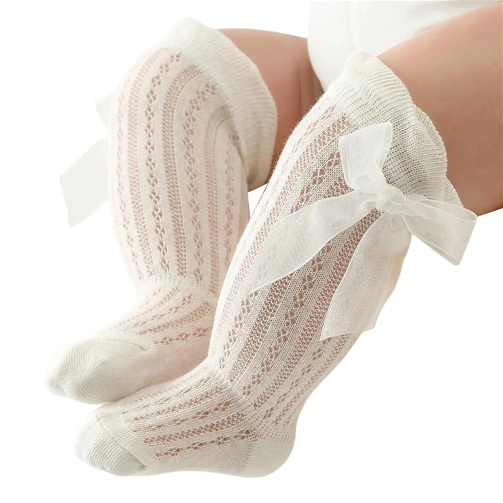 Infant Baby Girls Over-The-Knee Bowknot Socks
